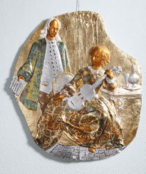 Maestro di musica, foglia d'oro su bassorilievo in gesso resina cm. 75x65